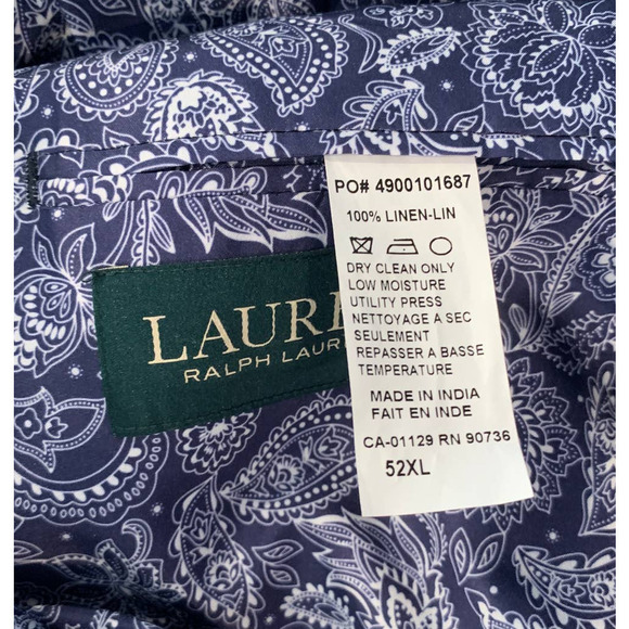 NWT Lauren Ralph Lauren Navy Linen Suit Separate Coat (52 XLong) - Picture 9 of 10